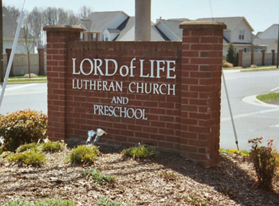 Lord of Life Lutheran Church and Preschool sign